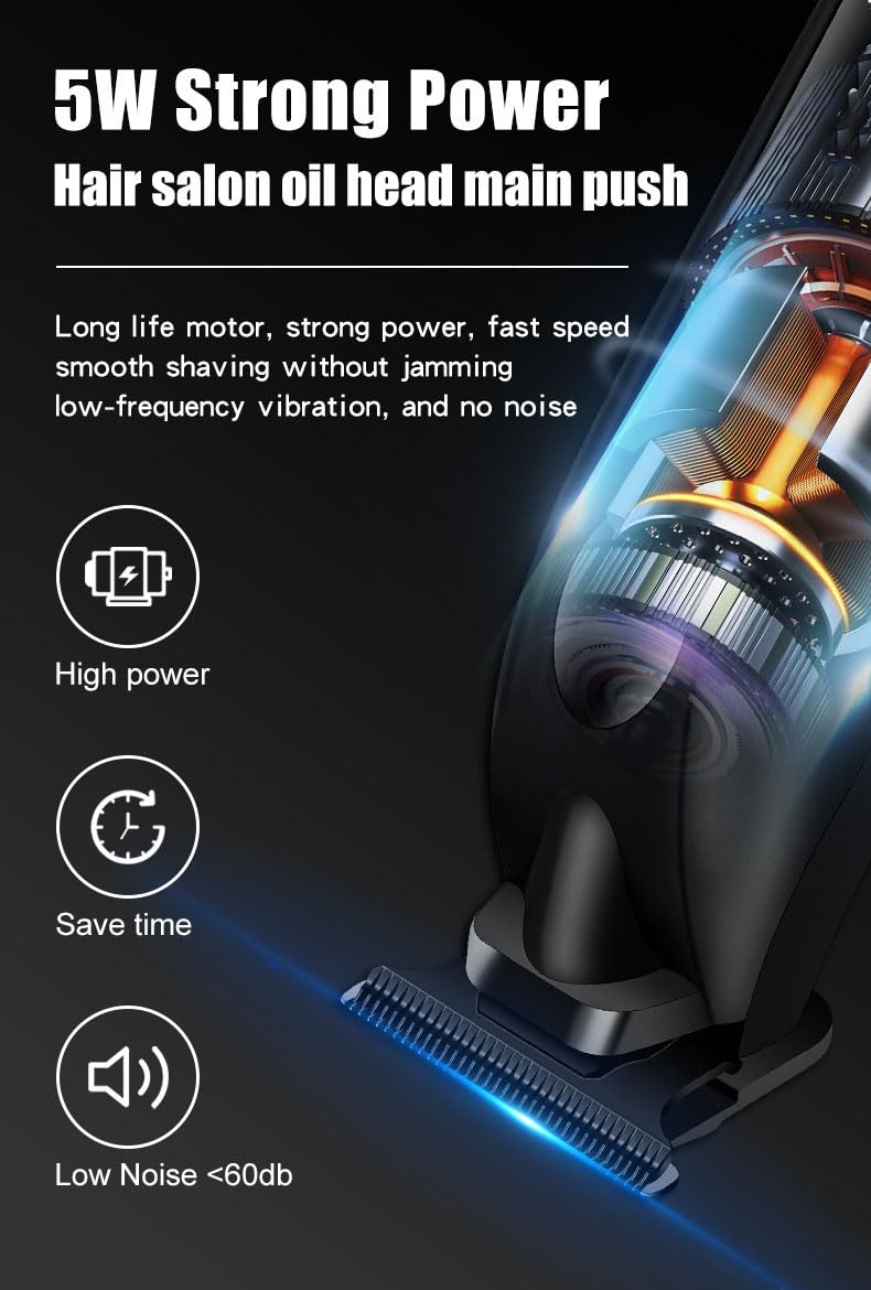 QDKVTNDJZ Professional Hair Clippers for Men, Cordless Cutting, Beard Trimmer with LED Display and 3 Limit Combs, Rechargeable Electric Machine Beauty and Personal Care QDKVTNDJZ