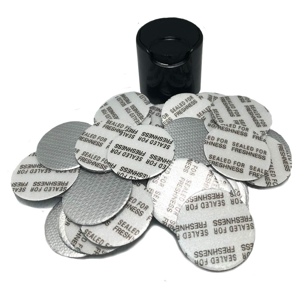 PKnGO Pressure Sensitive Foil Seal 24 mm (50 PCS) - PS Safety Seals for Freshness and Leak Prevention - Made in USA for Food Medicine and Cosmetic Beauty & Personal Care FRAGFRE
