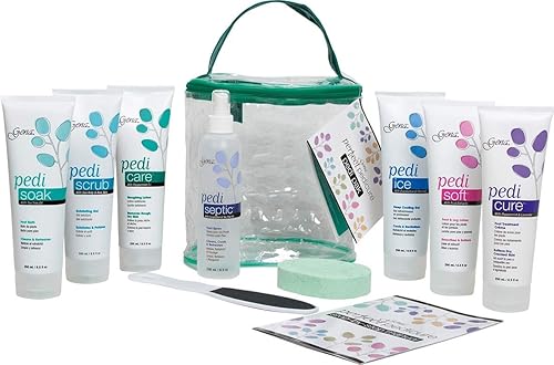 Gena Pedi Pak Intro Kit - 7-Piece Pedicure Kit Foot Spa with Foot Scrub, Soak & Pumice Stone in a Tote, At-Home Pedicure Set Beauty & Personal Care Gena