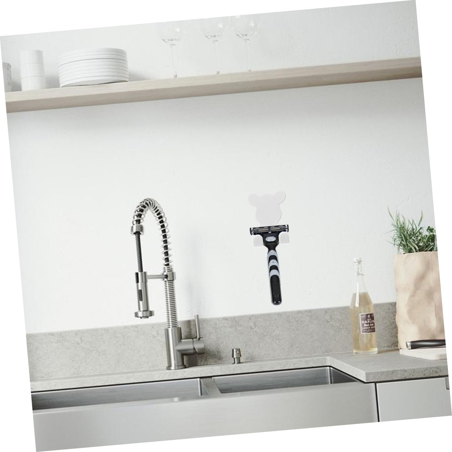 DOITOOL 2pcs shelfs Hooks shavers for Men Razors for Men Razor Brush Holder Stand Wall Mounted Holder Sticky Hook Bracket Shaving Brush Man Stainless Beauty and Personal Care DOITOOL