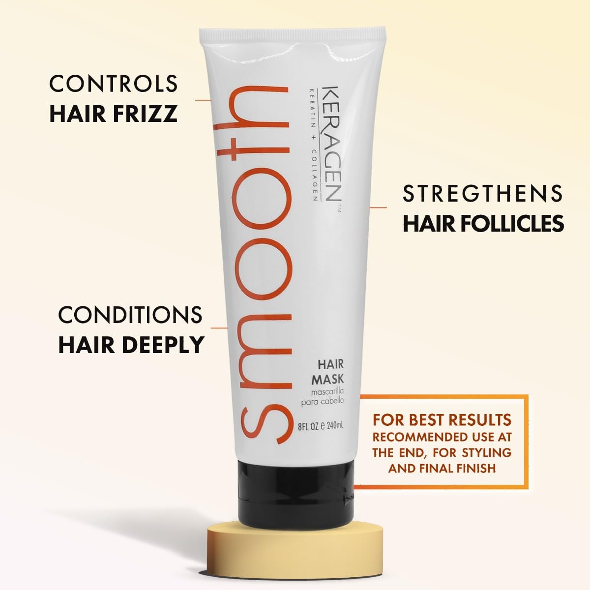 Keragen - Mask for Dry Damaged Hair, 8 Oz - Deep Moisturizing Conditioning Treatment, Repairs and Restore, Frizz-Free Infused with Keratin, Panthenol Beauty & Personal Care KERAGEN