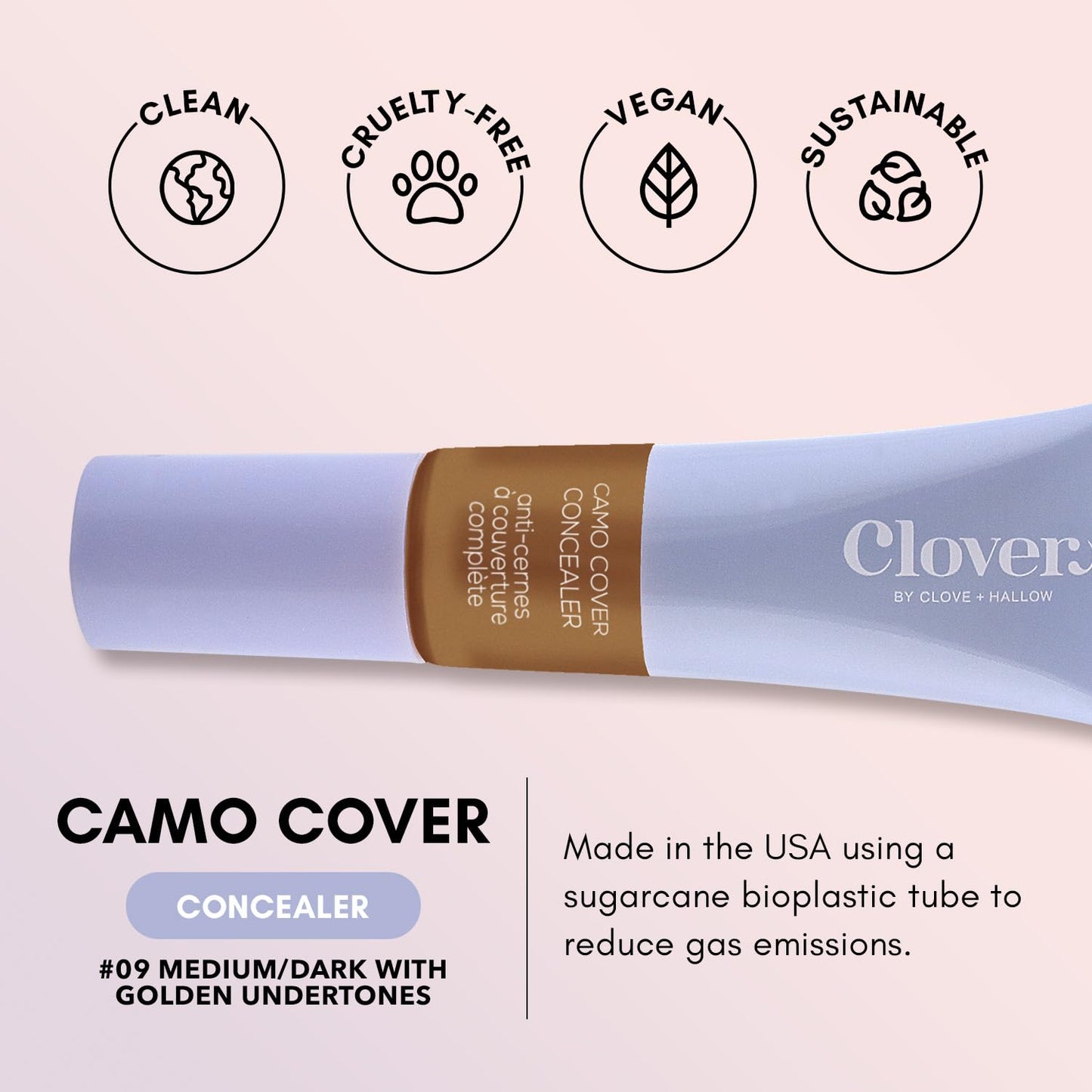 Clover Camo Cover Face & Under Eye Concealer Cruelty-Free & Vegan Natural Makeup Beauty & Personal Care Clover