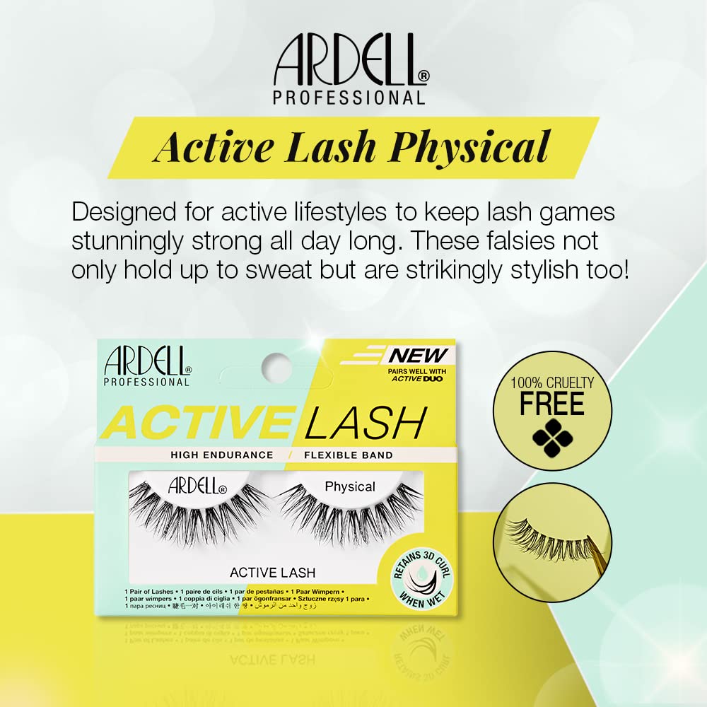 Ardell Active Lashes Physical - Waterproof, Natural Look False Eyelashes for Everyday Wear, 1 Pair