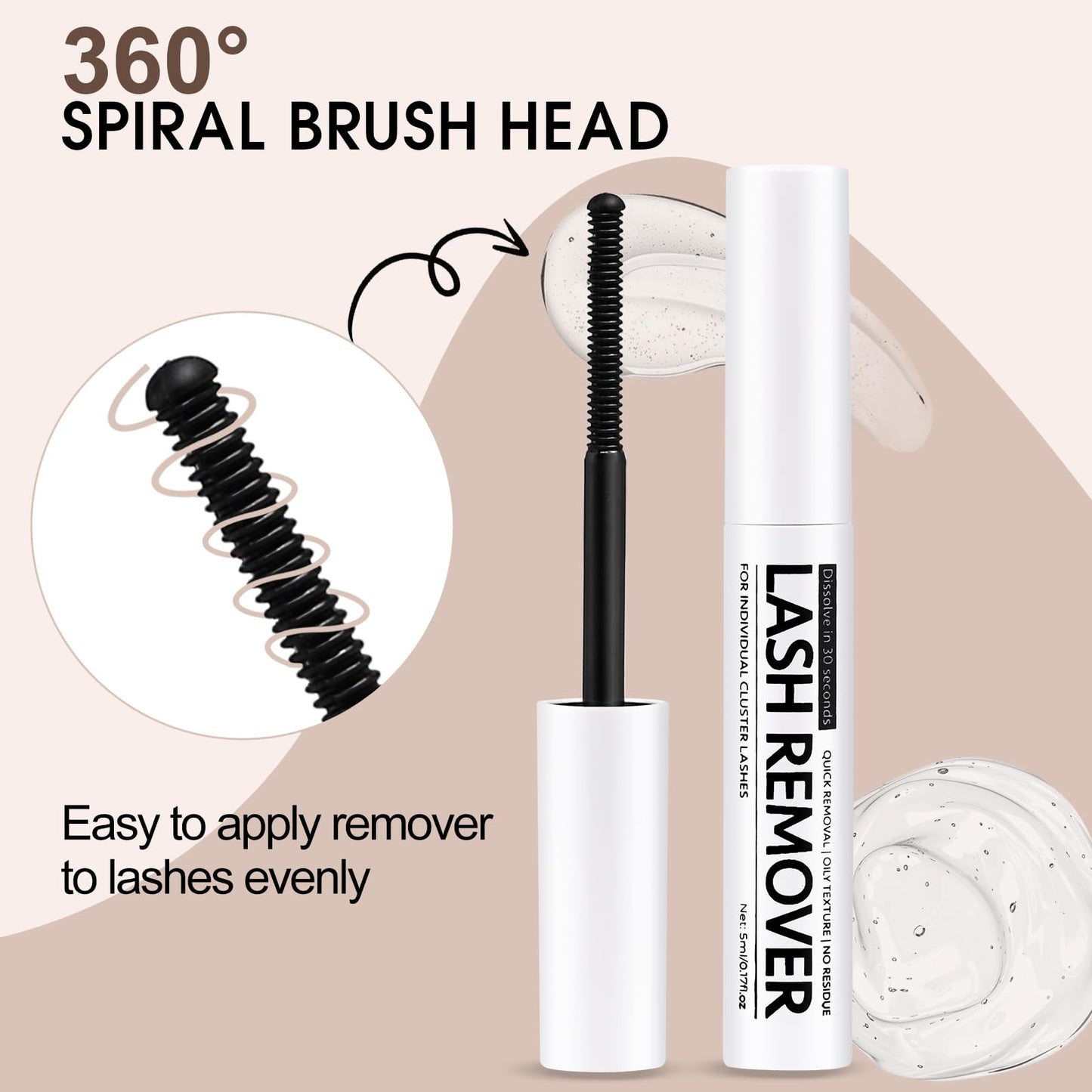 Miuffue Eyelash Glue Remover 5ML Cluster Lash Remover for False Lashes, Bond and Wispys, Gentle Non-irritating Mascara Wand Beauty and Personal Care Miuffue