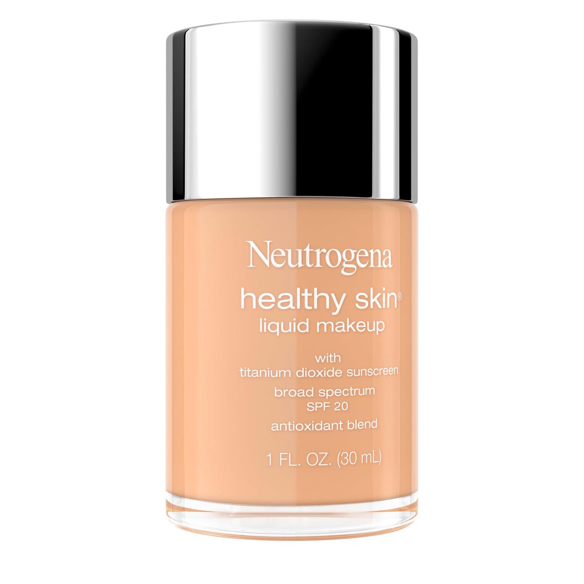 Neutrogena Healthy Skin Liquid Foundation Makeup Broad Spectrum SPF 20 Sunscreen, Medium Coverage, Vit B5, Antioxidants, All Day Wear, Tan 340W, 1 fl. Beauty & Personal Care Neutrogena