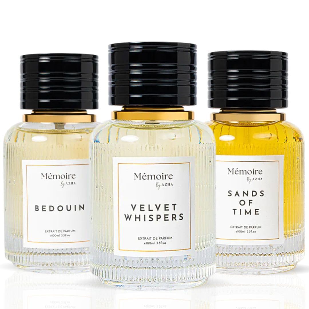 Azha Memoire Collection Velvet Whispers, Bedouin & Sands of Time Extrait de Parfum Sprays 100ml (3.4 oz) Beauty & Personal Care Azha Perfumes