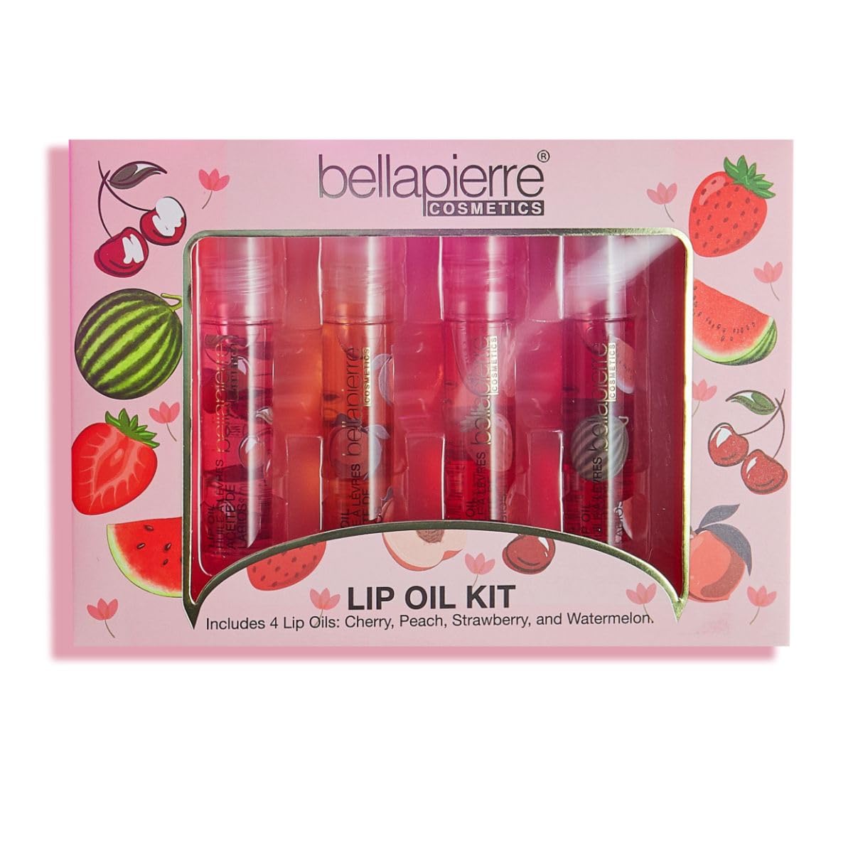bellapierre Cosmetics 4-Piece Natural Lip Oil Kit | Moisturizing Lip Gloss Set | Fruit Flavored Lip Oil Collection with Rollerball Applicator Beauty & Personal Care bellapierre