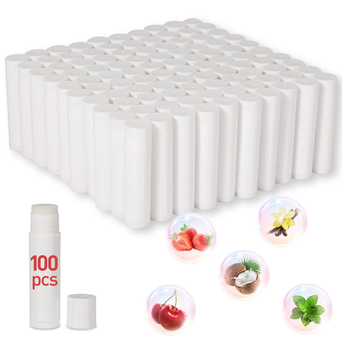 DMSKY 100-Pack Lip Balm Bulk 5 Flavors with Vitamin E and 100% Coconut Oil, Lip Care Product, Moisturizing Lip Balm for dry cracked lips Beauty & Personal Care Dmsky
