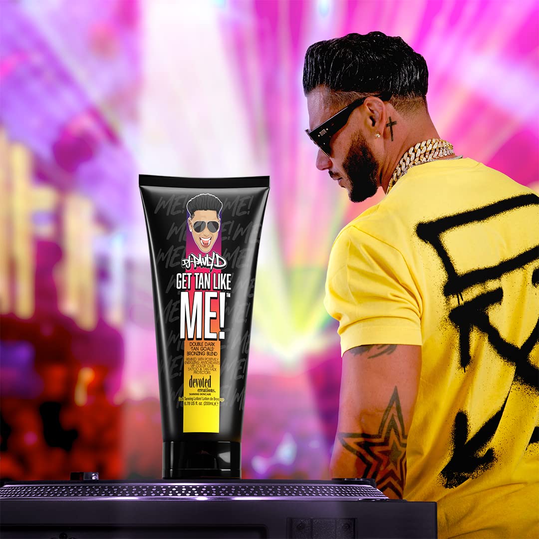 Devoted Creations DJ Pauly D Get Tan Like Me! Dark Tanning Lotion - Double Dark ‘Tan Goals’ Bronzing Blend - Remixed with Positively Energizing Beauty & Personal Care Devoted Creations