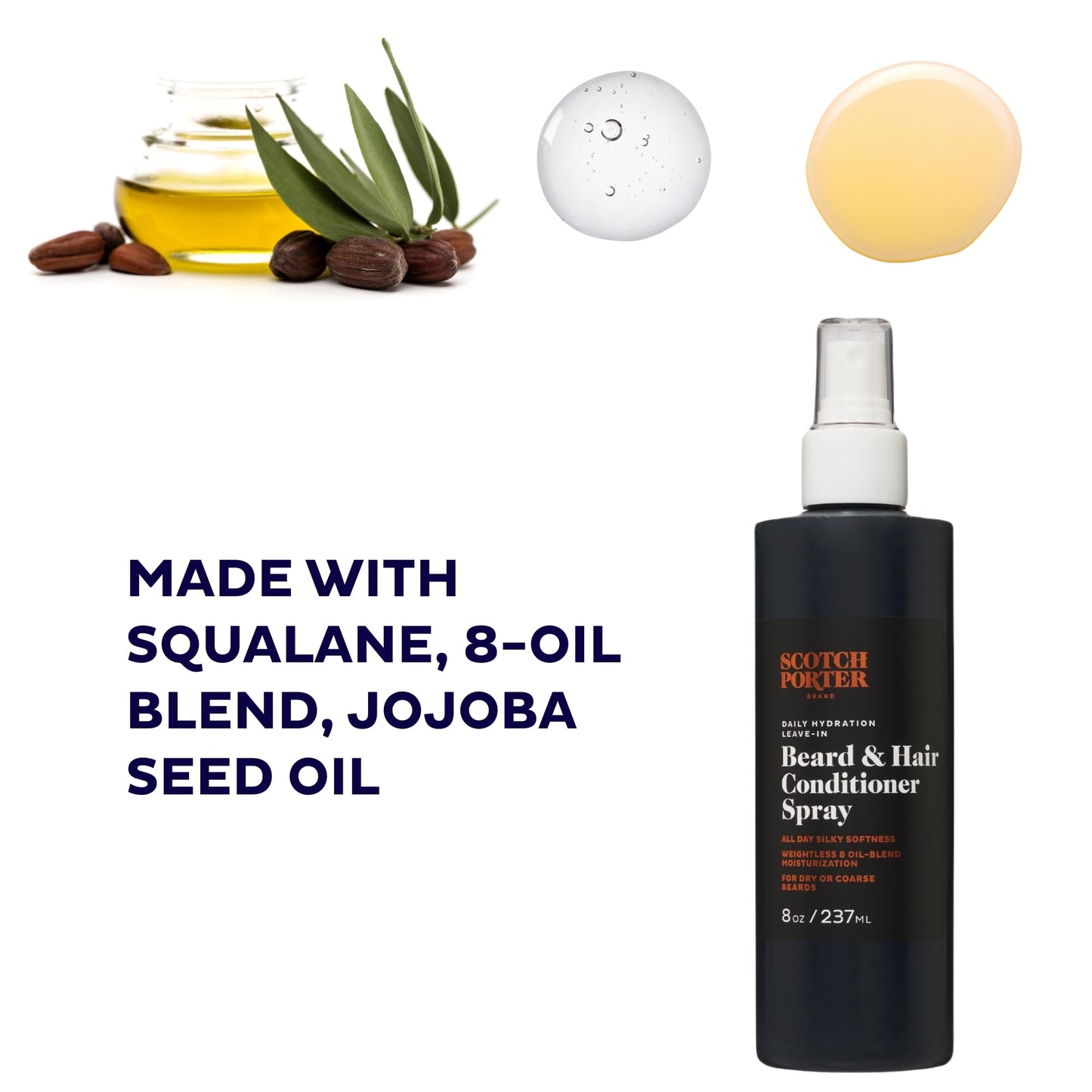 Scotch Porter Daily Hydration Conditioner Spray for Beard & Hair | Coconut, Avocado & More | 8oz Bottle with Pump Beauty & Personal Care Scotch Porter