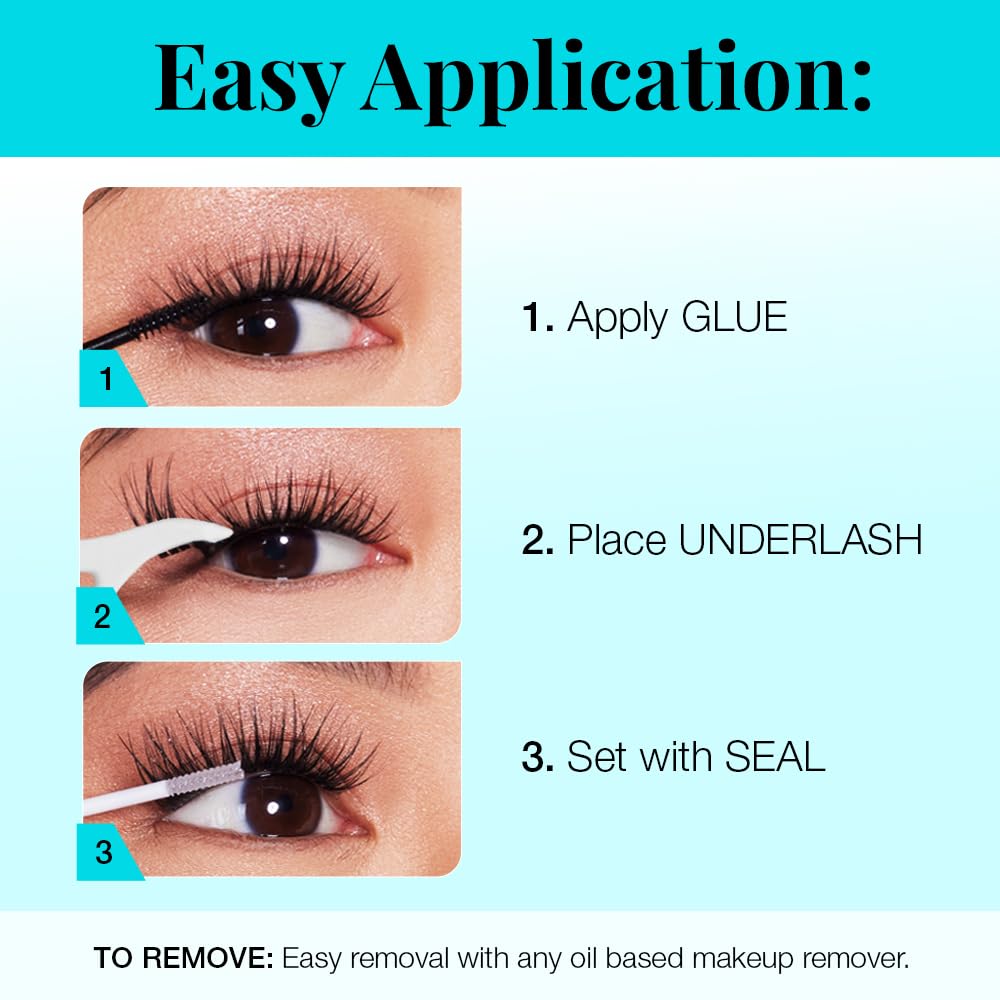 Ardell Seamless Cluster Eyelash Extensions Mini Kit Naked Lashes - DIY Lash Extension Kit with Applicator, Glue & Seal, Natural Cluster Lashes, 10