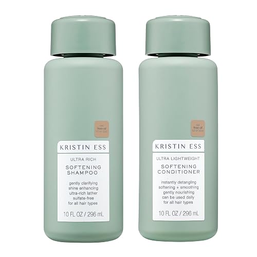 Kristin Ess Softening Moisture Repair Shampoo and Conditioner Set for Dry Hair - Light Fragrance - Anti-Frizz - Sulfate Free + Color Safe - Deep Beauty & Personal Care Kristin Ess