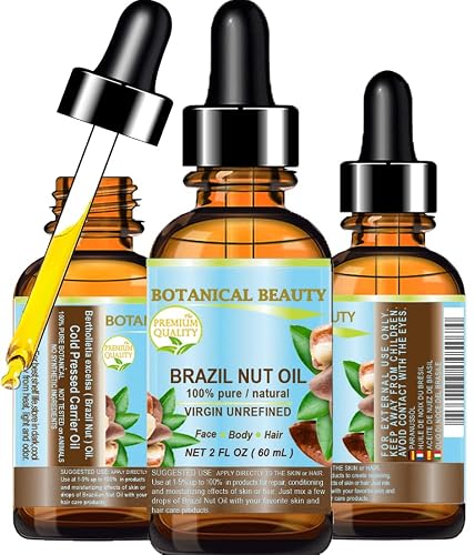 Botanical Beauty BRAZIL NUT OIL Bertholletia Excelsa WILD GROWTH RAW Brazilian 100% Pure Natural Virgin Unrefined for FACE, SKIN, BODY, HAIR, NAILS Beauty & Personal Care Botanical Beauty