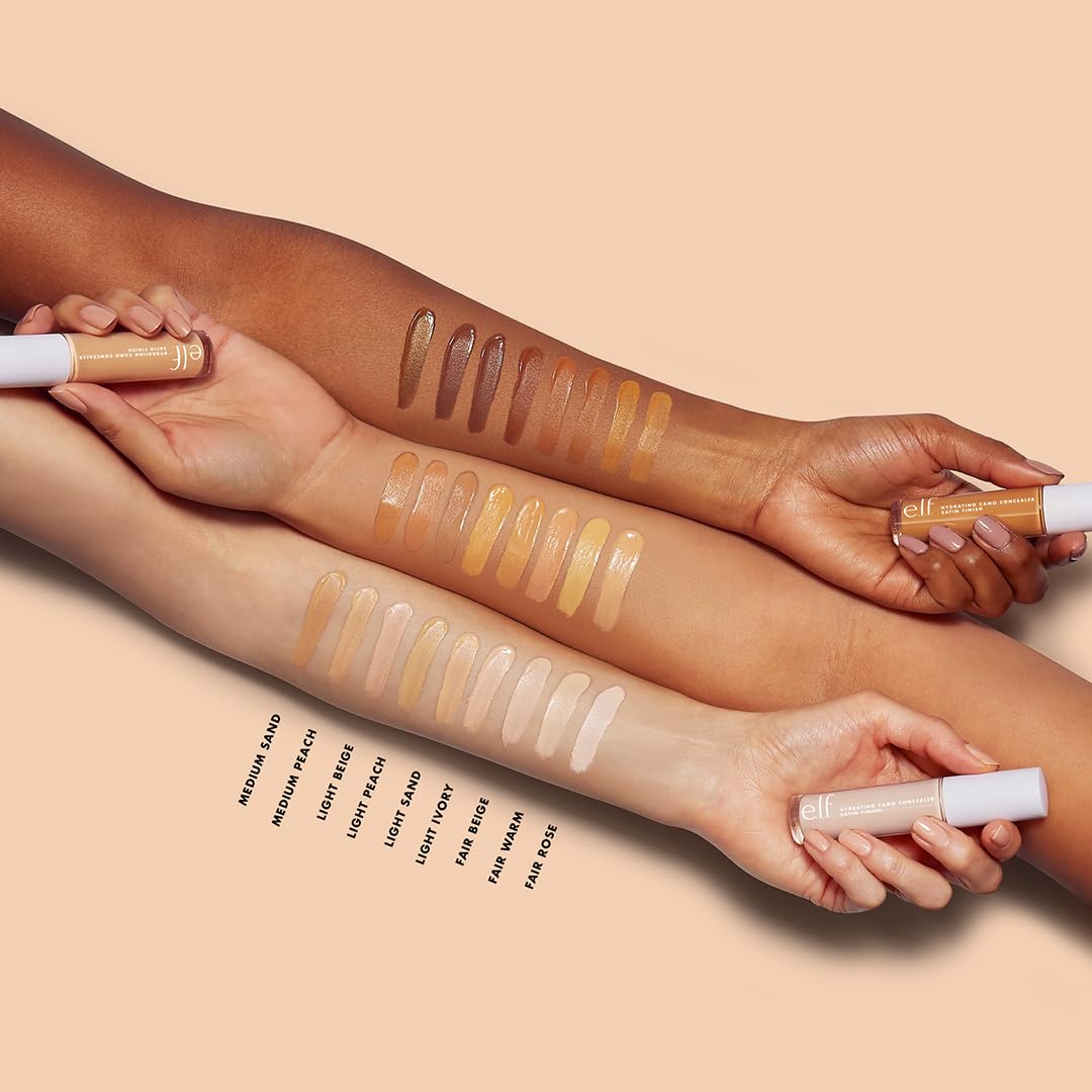 e.l.f. Hydrating Camo Concealer, Covers Blemishes & Under-Eye Circles, Full-Coverage & Delivers A Satin Finish, Vegan & Cruelty-Free, Fair Rose Beauty & Personal Care e.l.f.