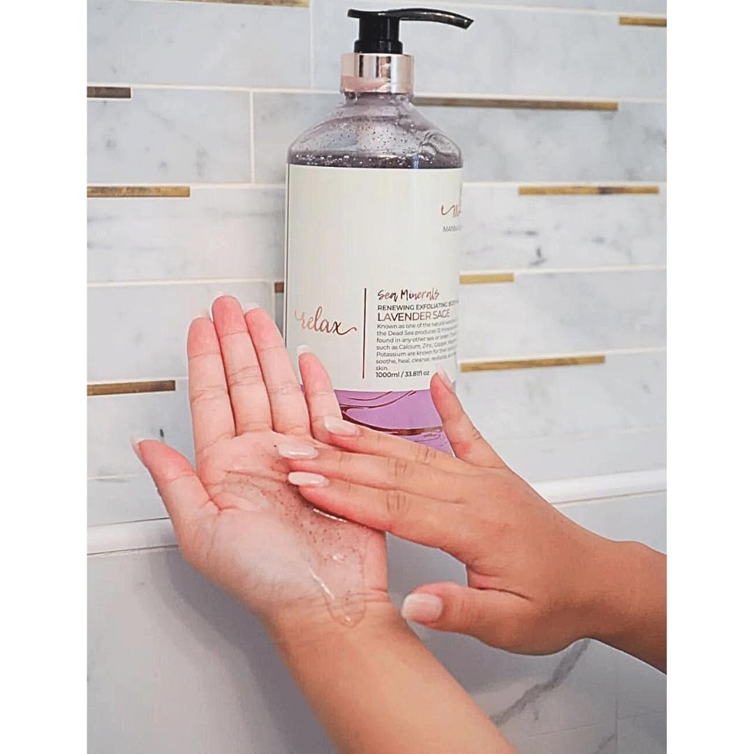 Manna Kadar Beauty Dead Sea Minerals Exfoliating Body Wash, Lavender Sage - Body Wash, Shower Gel, Moisturizing Scrub, Brighten Dull Skin, Gentle Beauty & Personal Care Manna Kadar