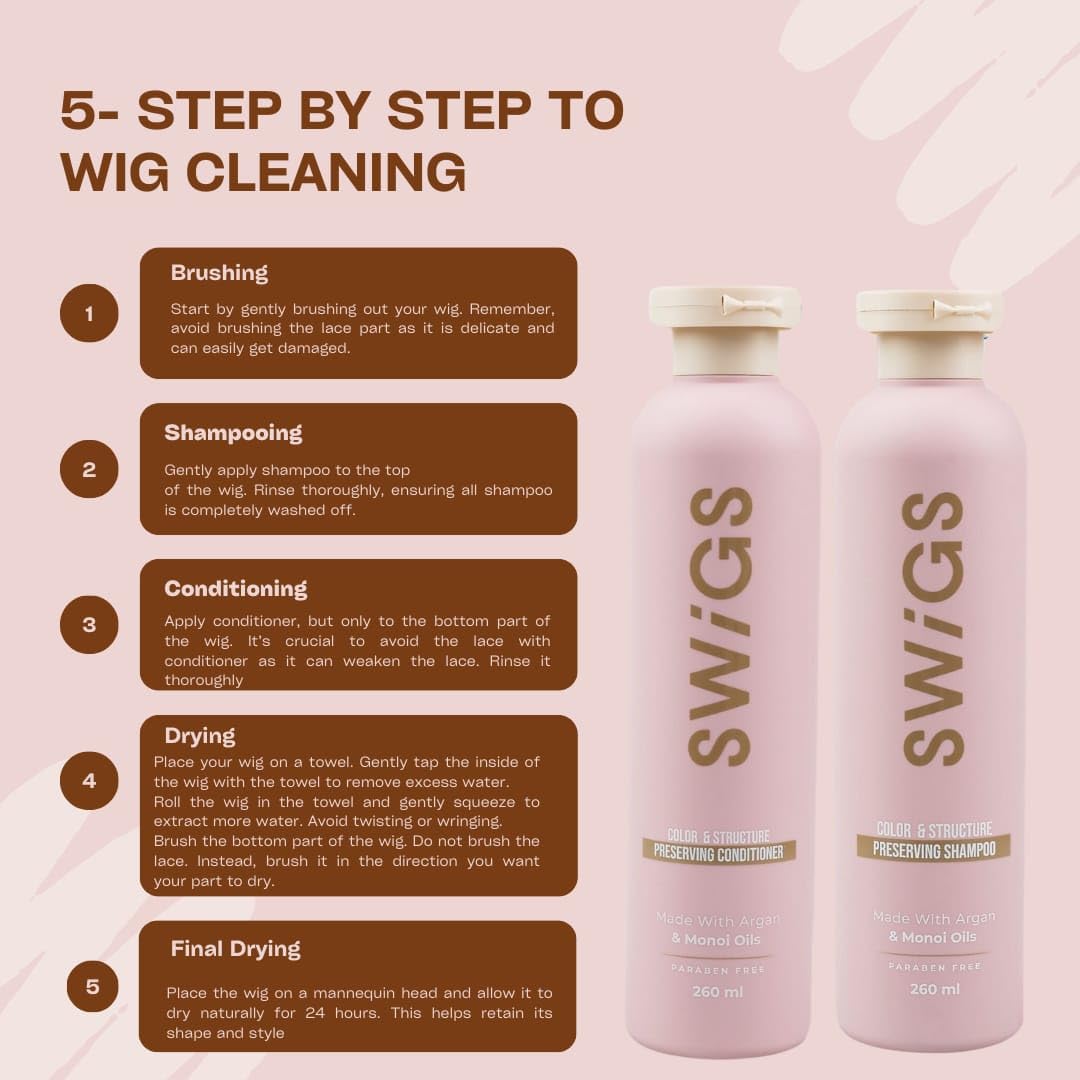 SWIGS Human & Synthetic Wig Shampoo & Conditioner set| Detangle Wig |Color-Safe| Promotes Body & Volume | Promote Silkiness & Shine | 2 Pack, 8 oz Beauty & Personal Care swigs