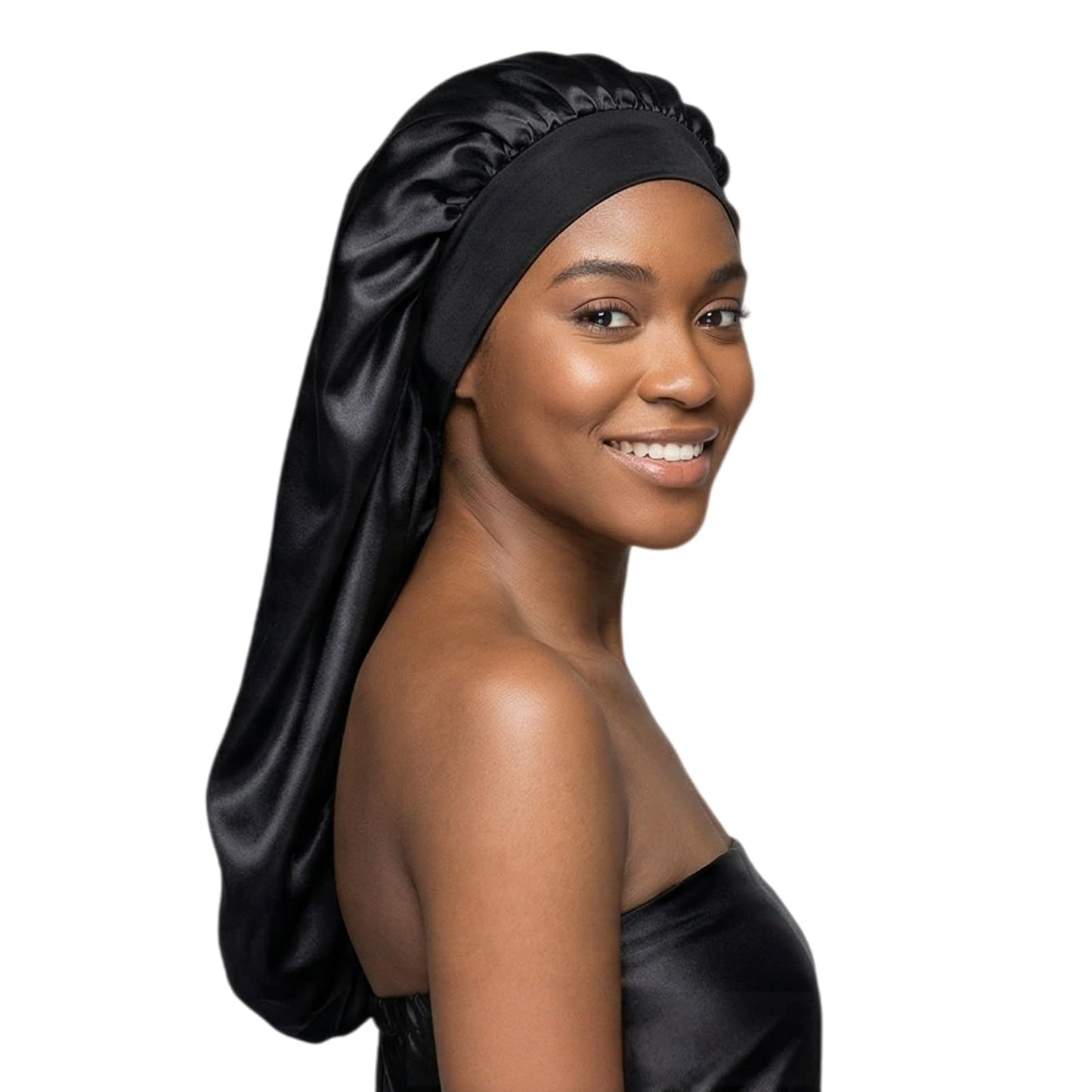 Black Silk Long Bonnet for Sleeping Women Braid Bonnet XL Large Satin Hair Bonnets for Sleeping Long Hair Silk Sleep Night Cap Beauty and Personal Care AILONSHAWN