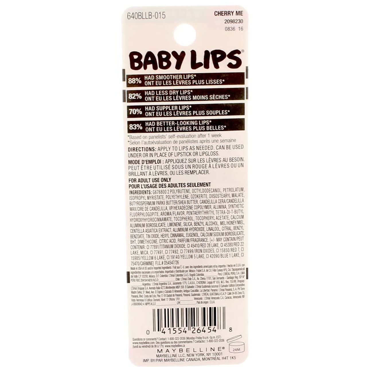 Maybelline Baby Lips Moisturizing Lip Balm , Cherry Me 0.15 oz (Pack of 2) Beauty & Personal Care MAYBELLINE