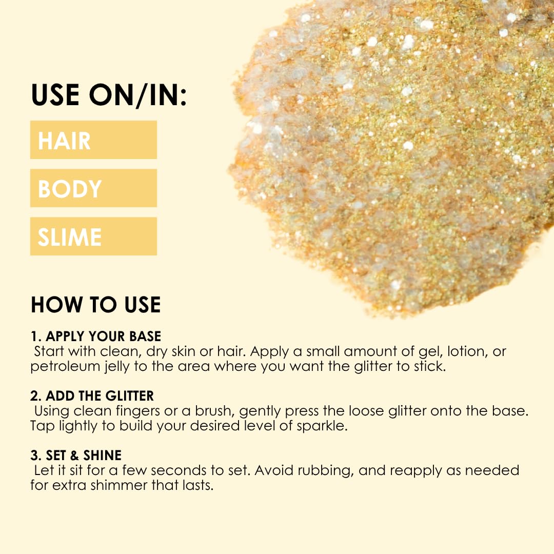 Biodegradable Glitter, 8 Colors, Vegan, for Hair and Body, Safe for Children (Sunshine & Stardust) Beauty & Personal Care Great Pretenders