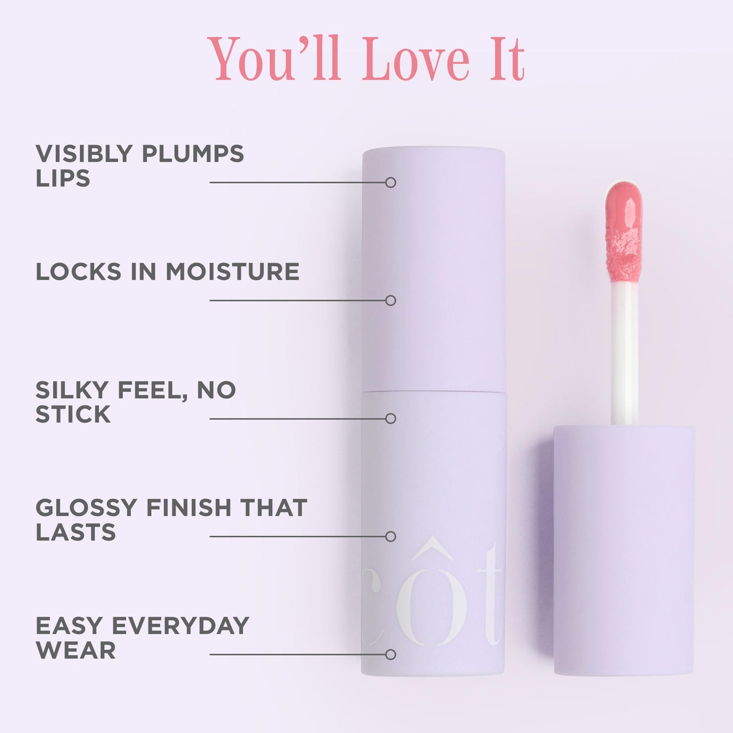 Cote Beauty's Peptide Lip Shine in Lyla, Ultra Hydrating & Long-Lasting Coral Plumping Lip Gloss for Women with Hyaluronic Acid, Shea Butter & Jojoba Beauty & Personal Care Cote Shop