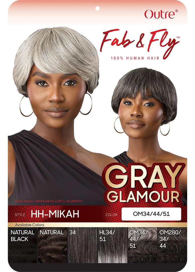 Outre Fab & Fly Full Cap Wig Gray Glamour - Human Hair - Mikah (HL34/51)
