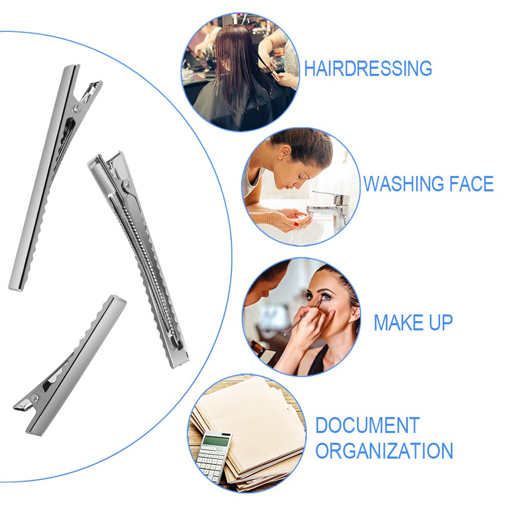 100 Pcs Alligator Hair Clips, 3 Inch and 1.6 Inch Silver Hair Clips Metal Hairdressing Salon Hair Grip Flat Top with Teeth, DIY Accessories Hairpins Beauty & Personal Care Aniann