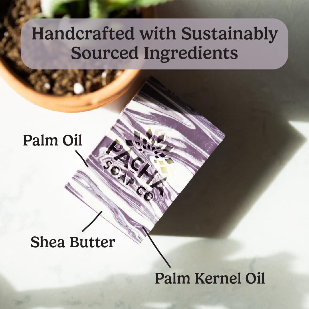 Pacha Soap Co. Bar Soap - French Lavender Scent, Handcrafted Bar Soap with Clean Essential Oils, Moisturizing, Calming Scented Soap for Face, Hands Beauty & Personal Care Pacha Soap Co