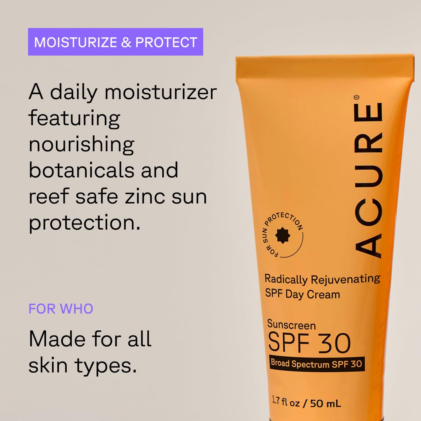 Acure Radically Rejuvenating SPF 30 Day Cream - Face Moisturizer with SPF 30 & Vitamin C, Anti Aging Sunscreen, Hydrating Face Cream, Daily Facial Beauty & Personal Care Acure