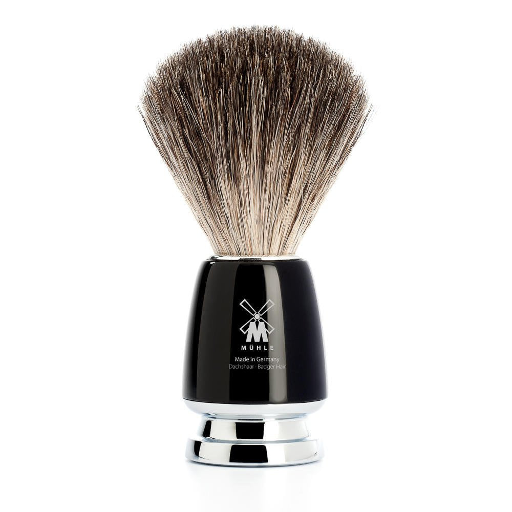 MÜHLE RYTMO Pure Badger Shaving Brush - High-Grade Handle with Chrome Accents - Luxury Shave Accessory for Men Beauty and Personal Care MÜHLE