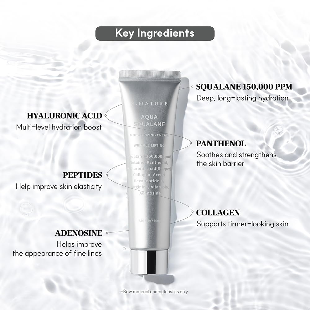 S.NATURE Pore Refining Moisturizer for Dry & Sensitive Skin - Squalane Hydrating Face Cream, Tightening & Smoothing Pores, Lightweight Korean Beauty & Personal Care S.NATURE