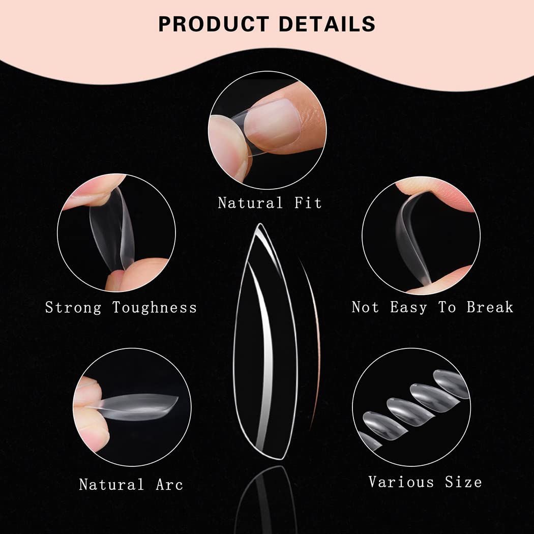Sethexy Short Oval False Nails 500Pcs 10Sizes Full Cover Acrylic Nail Tips For Art Nail Design (Clear) Beauty & Personal Care Sethexy