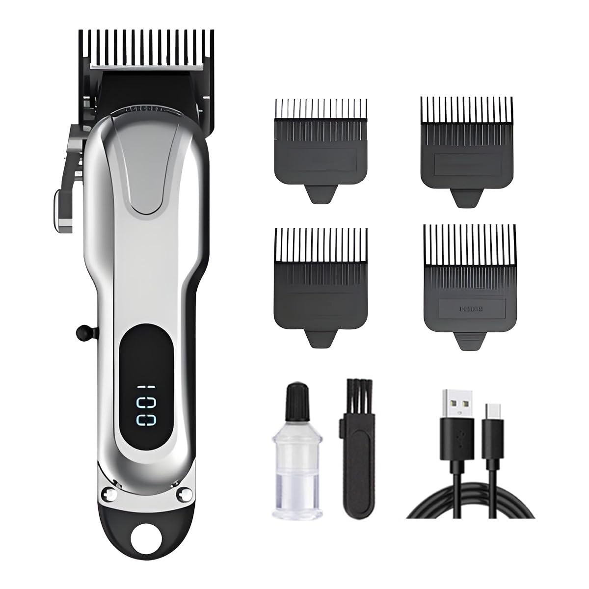 QDKVTNDJZ Pro Hair Clippers - Brush Motor, Stainless Steel Blade, Cordless Rechargeable, Barber, Haircut Kit with LED Display, 4 Limit Comb Beauty and Personal Care QDKVTNDJZ
