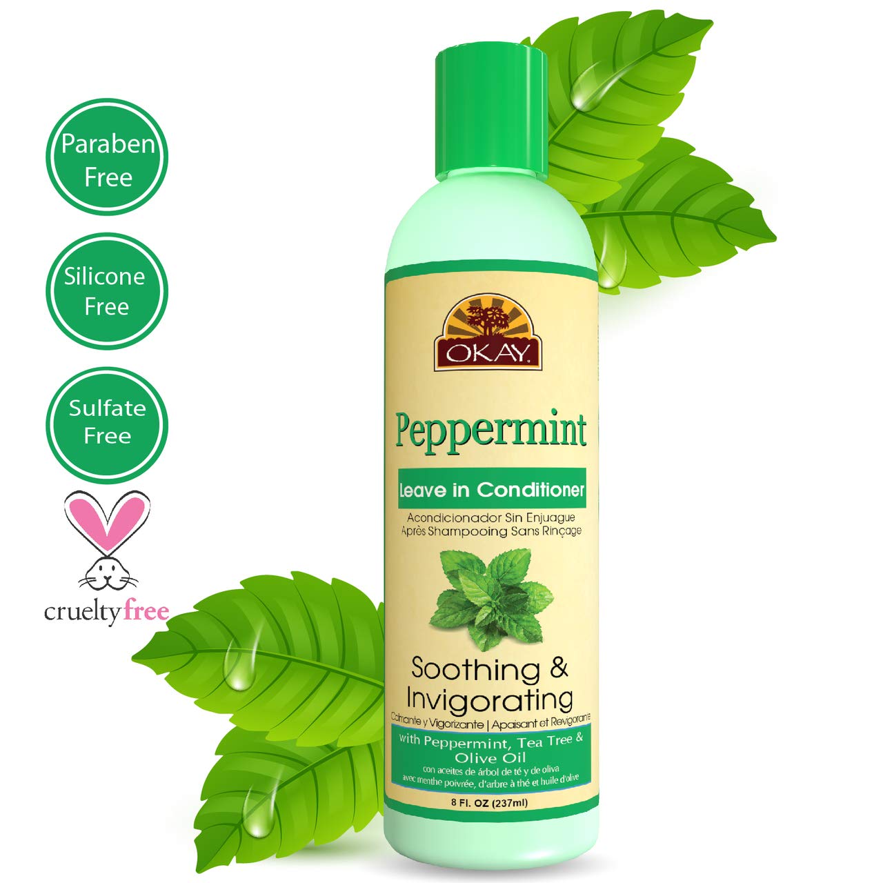 OKAY Peppermint Soothing & Invigorating Leave-in Conditioner, 8 Ounce Beauty & Personal Care OKAY