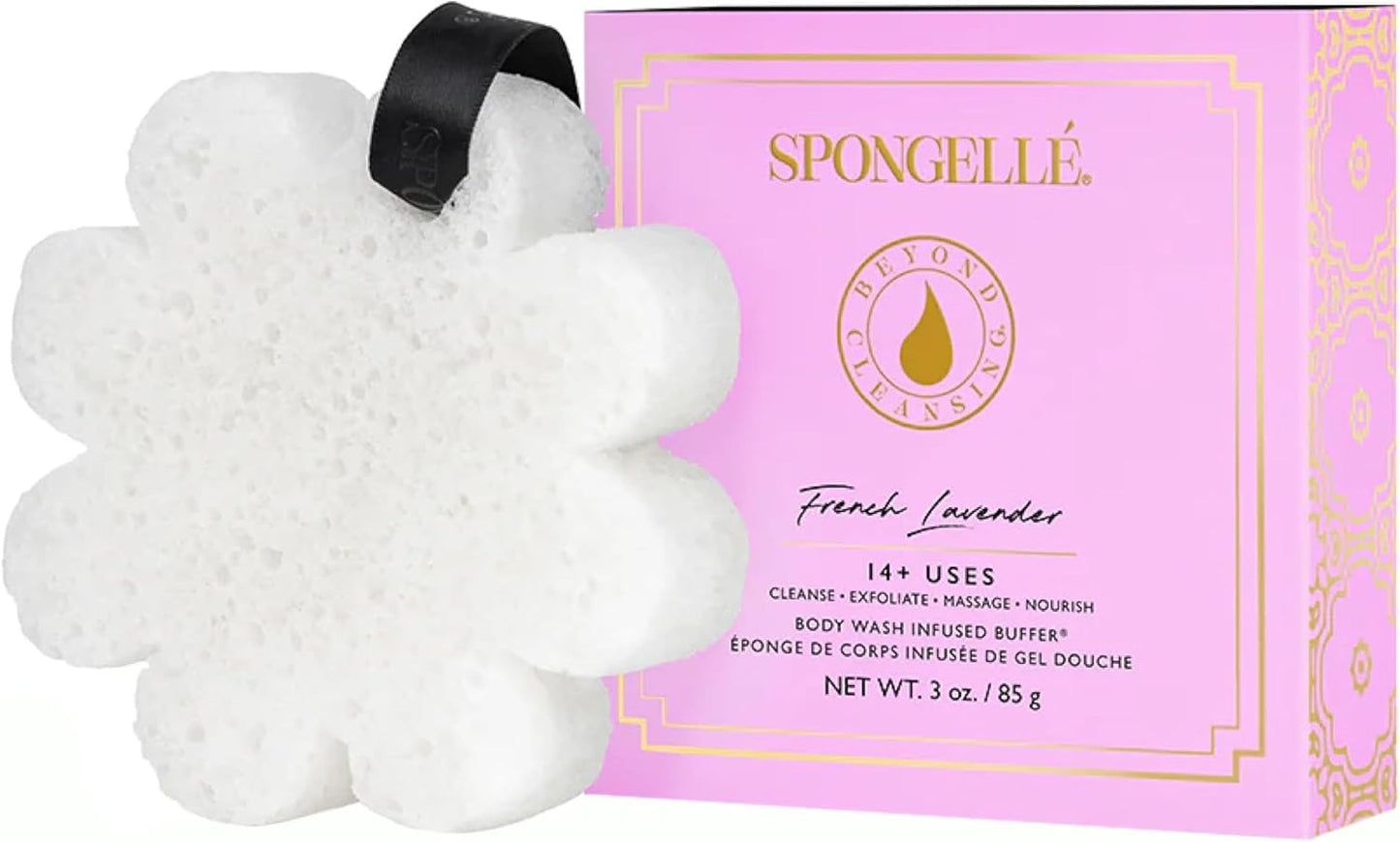 Spongellé Wild Flower Bath Sponge with Box Bundle, Mothers Day Gift - Beach Grass, French Lavender, Freesia Pear - Built-in Body Wash & Body Scrubber Beauty and Personal Care SPONGELLÉ