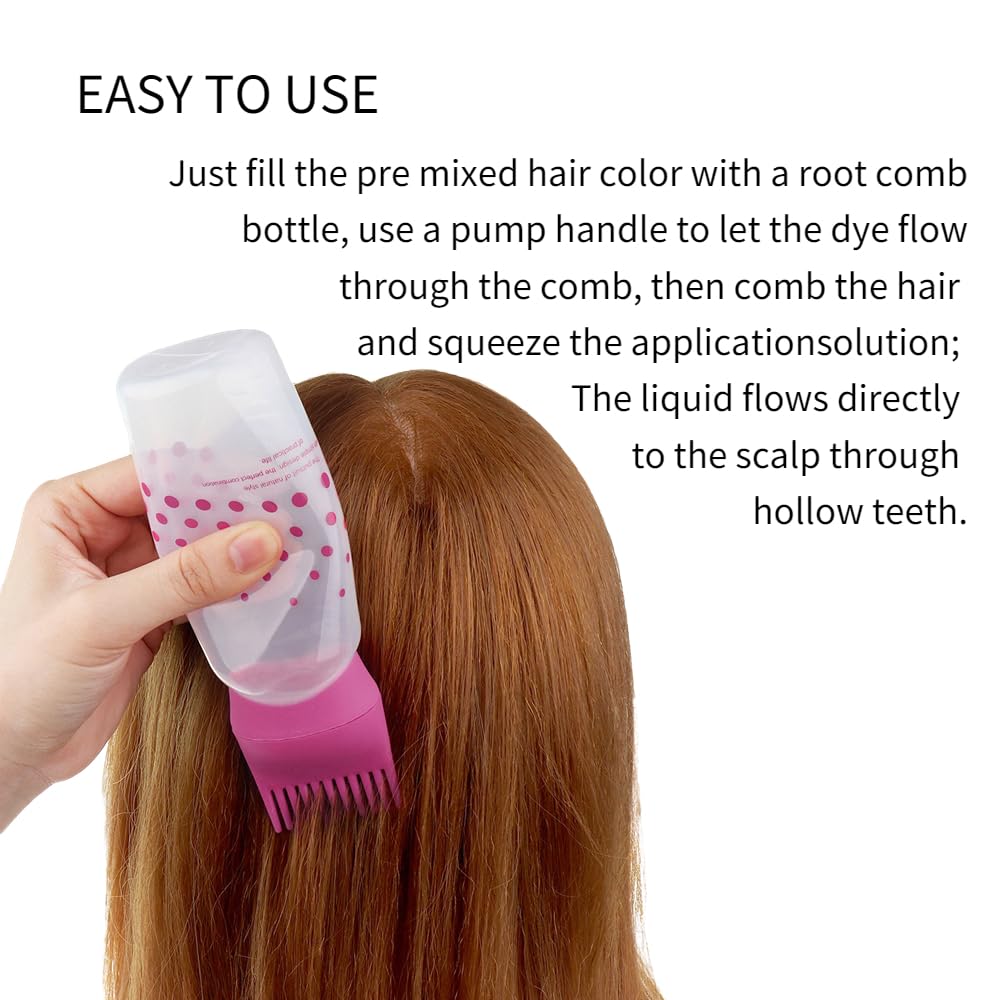 Antilog Root Comb Applicator Bottle with Graduated Scale and Brush for Salon Hair Coloring, Hair Dying (rose red, 170ml) Beauty & Personal Care Antilog