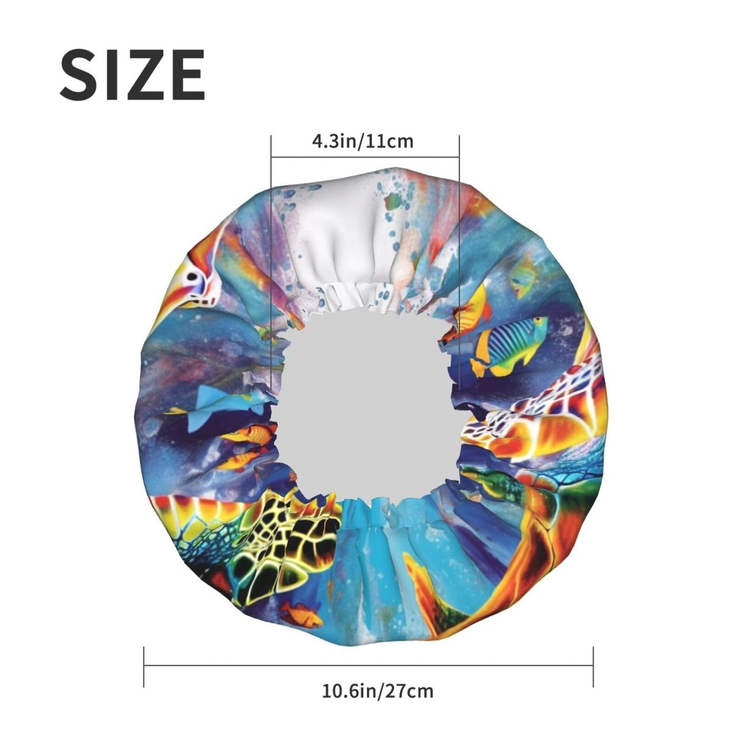 Colorful Sea Turtle Shower Cap for Women Men Large Reusable Shower Bonnet Double-Layer Waterproof Bath Caps Elastic Band Hair Hat for All Hairstyles Beauty and Personal Care BWLHJKE