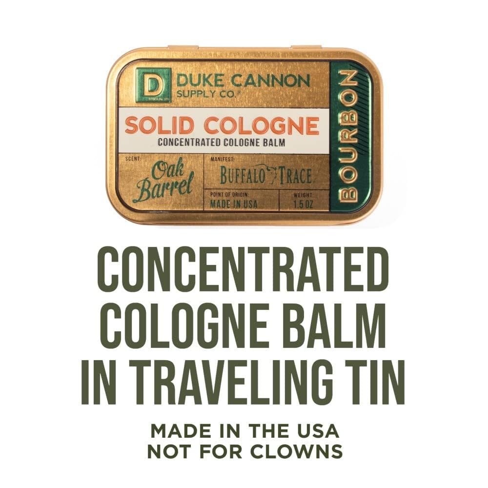 Duke Cannon Supply Co. Solid Cologne for Men Bourbon (Woodsy, Charred Oak Barrel Scent) - Concentrated Balm, Travel-Friendly Convenient Tin, 1.5 oz Beauty & Personal Care Duke Cannon Supply Co.
