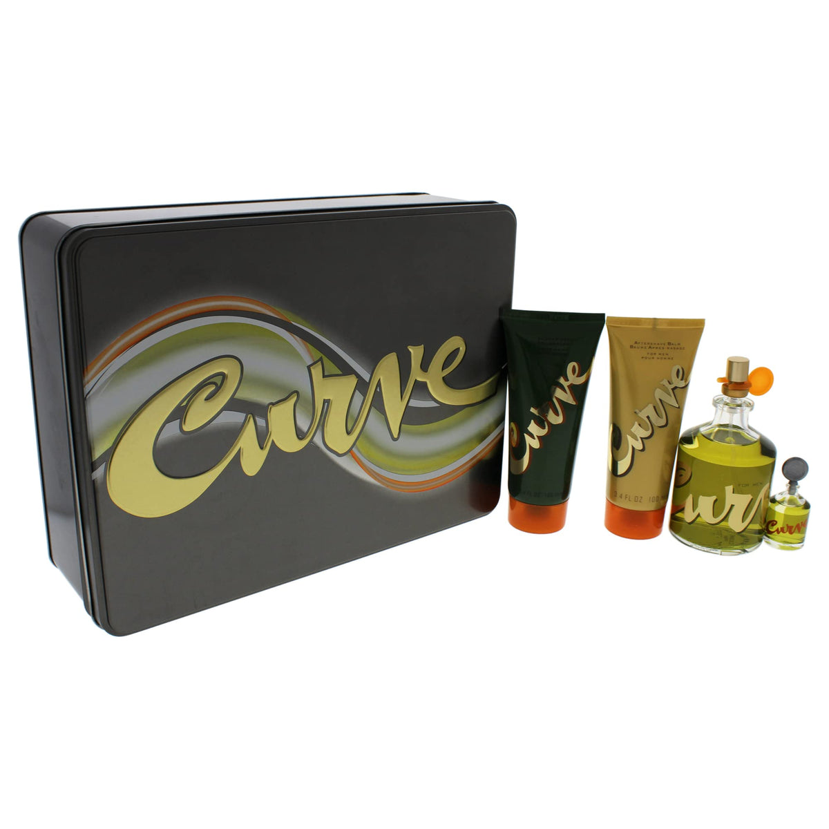 Liz Claiborne Curve For Men - 4 Piece Set For Men: 4.2 Oz Cologne Spray, 0.25 Oz Cologne Splash, 3.4 Oz Aftershave Balm, 3.4 Oz Showerl Gel