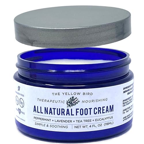 Yellow Bird Natural Tea Tree Foot Cream & Organic Foot Balm for Dry, Cracked Feet & Heels - Peppermint Moisturizer for Athlete’s Foot Relief Beauty & Personal Care The Yellow Bird