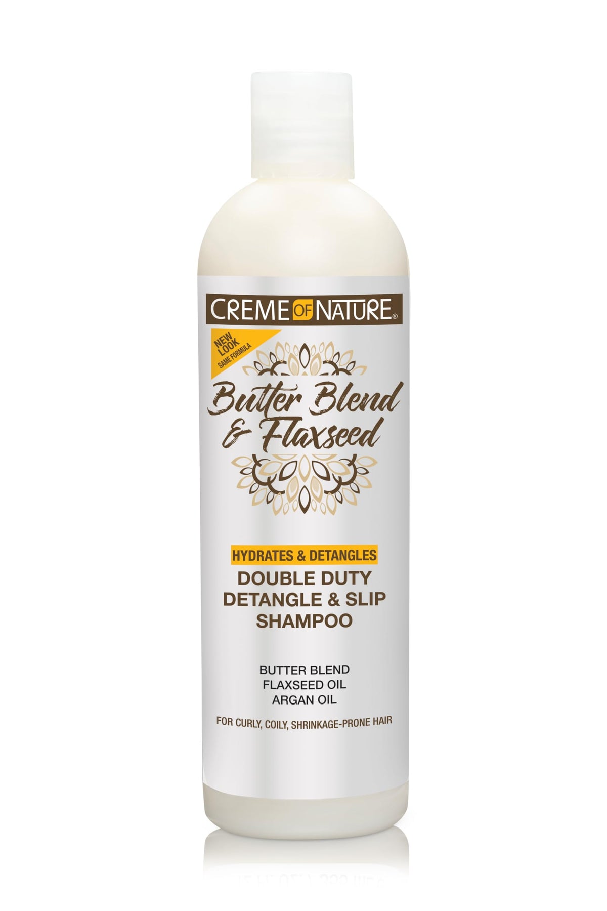 Creme of Nature Double Duty Detangle and Slip Shampoo with Butter Blend, Flaxseed and Argan Oil, Moisture-Rich Elongating Cleanser for Natural, Curly Beauty & Personal Care Creme of Nature