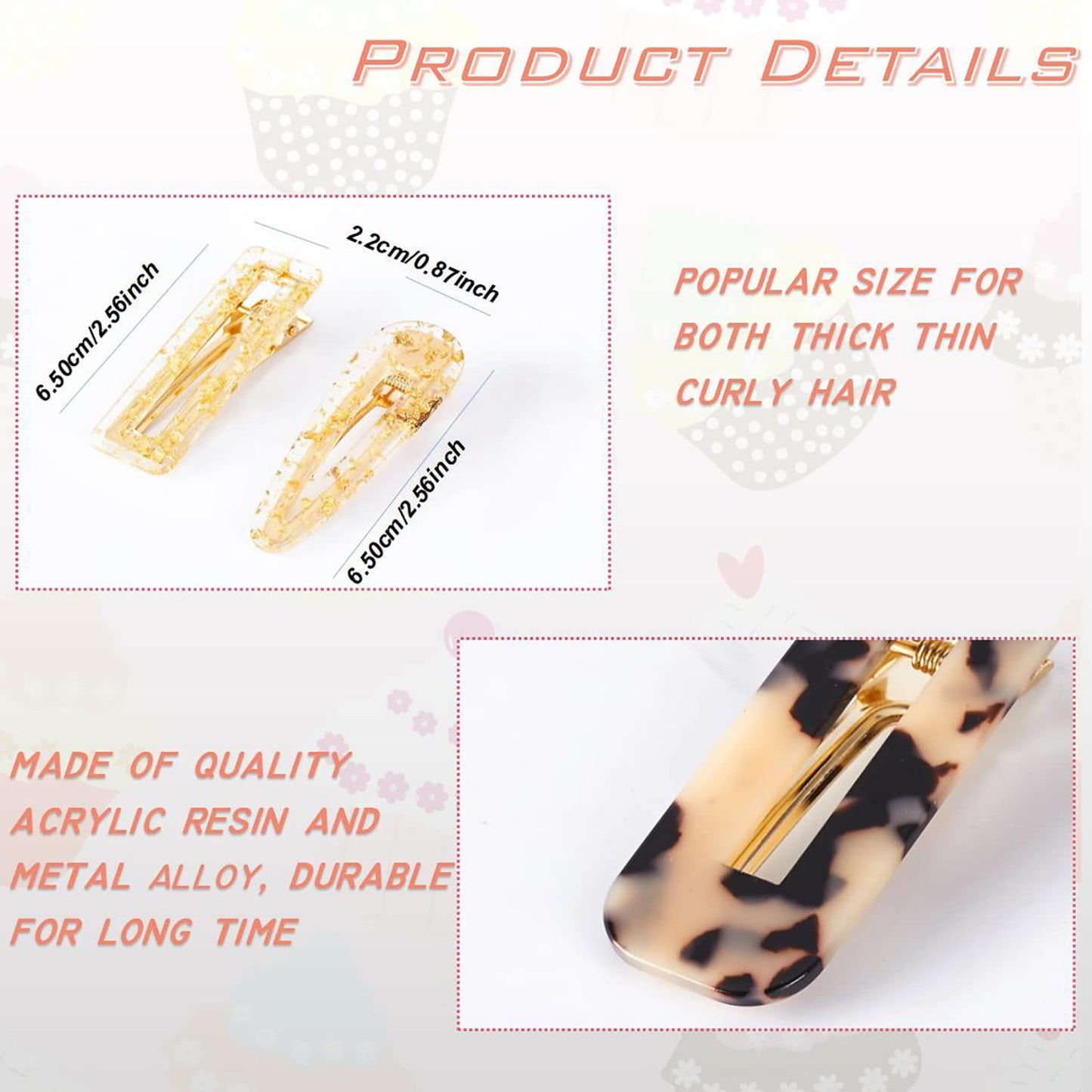 Doromy 12 Packs Acrylic Resin Hair Clips Set Hollow Geometric Alligator Hair Clip Hair Pins Cute Hair Barrettes Bobby Pins Sweet Headwear Hair Beauty & Personal Care Doromy