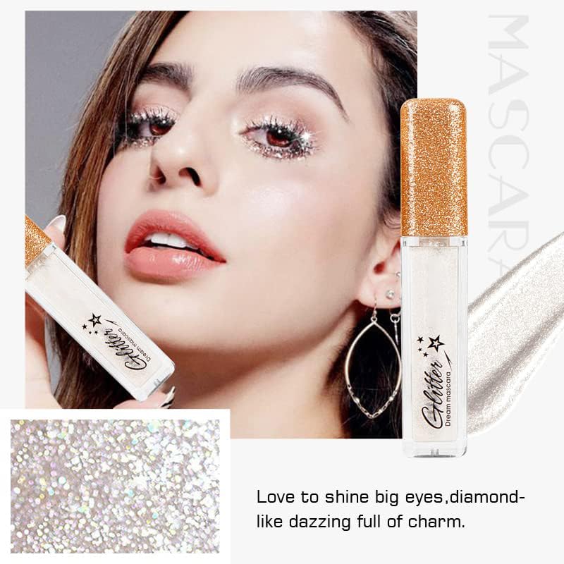 MIESCHER Silver Mascara for Eyelashes, Waterproof, Long-lasting, Diamond Glitter, Lengthening, Curling Beauty & Personal Care MIESCHER