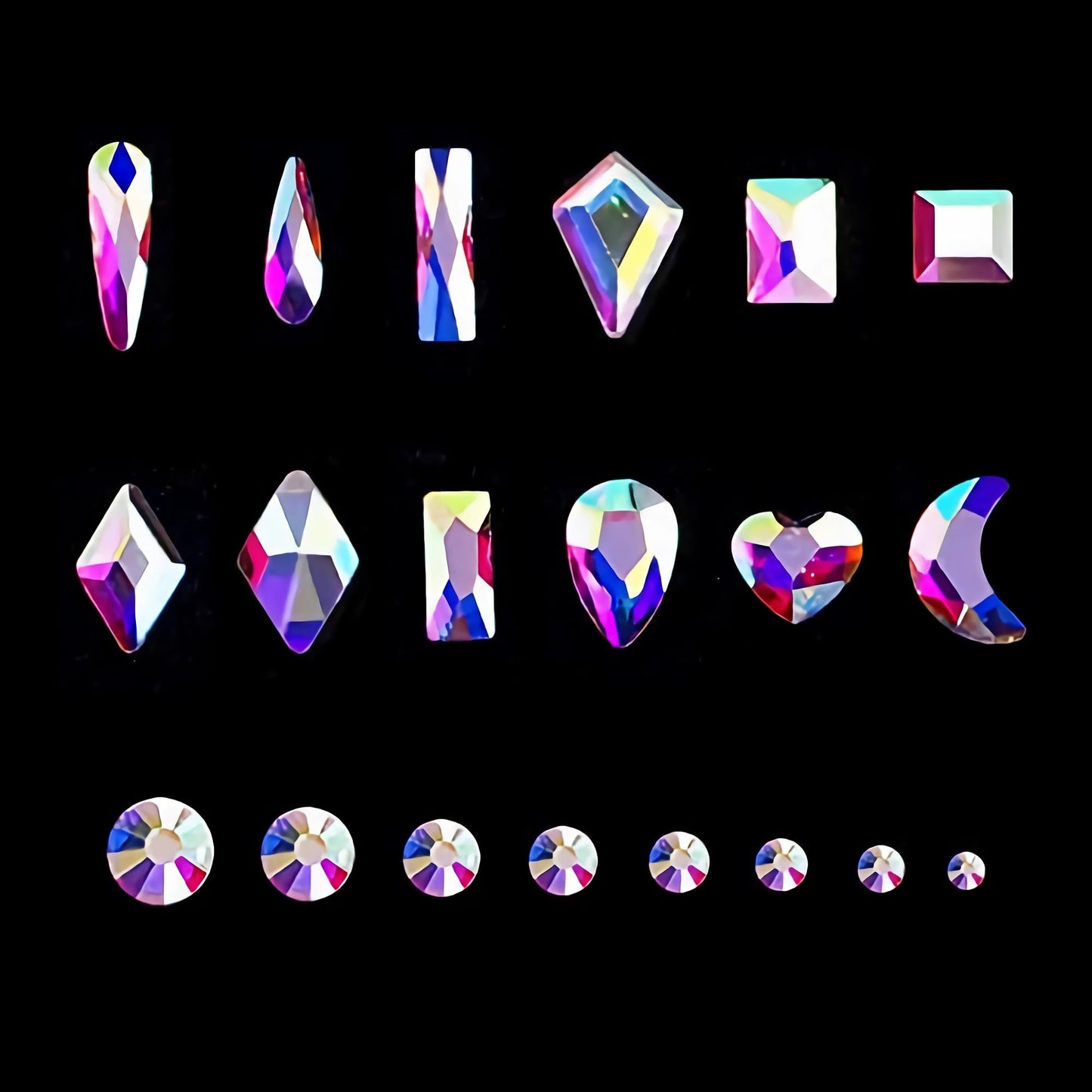 Yzzseven 12 Types of 600 Crystal AB Diamonds + 2500 Flat Rhinestones Mix 20 Styles Flatback DIY Crafts Rhinestone Crystals 3D Ornaments Flat Back Beauty & Personal Care Yzzseven