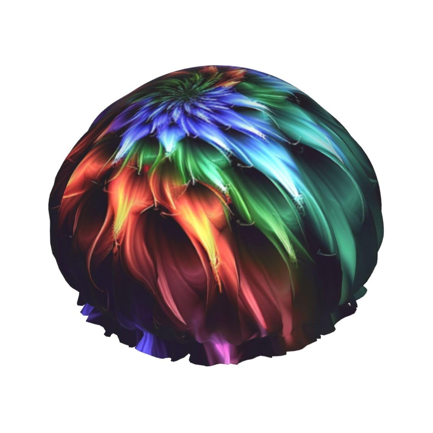 Abstract Flower Shower Cap for Women Men Large Reusable Shower Bonnet Double-Layer Waterproof Bath Caps Elastic Band Hair Hat for All Hairstyles Beauty and Personal Care BWLHJKE