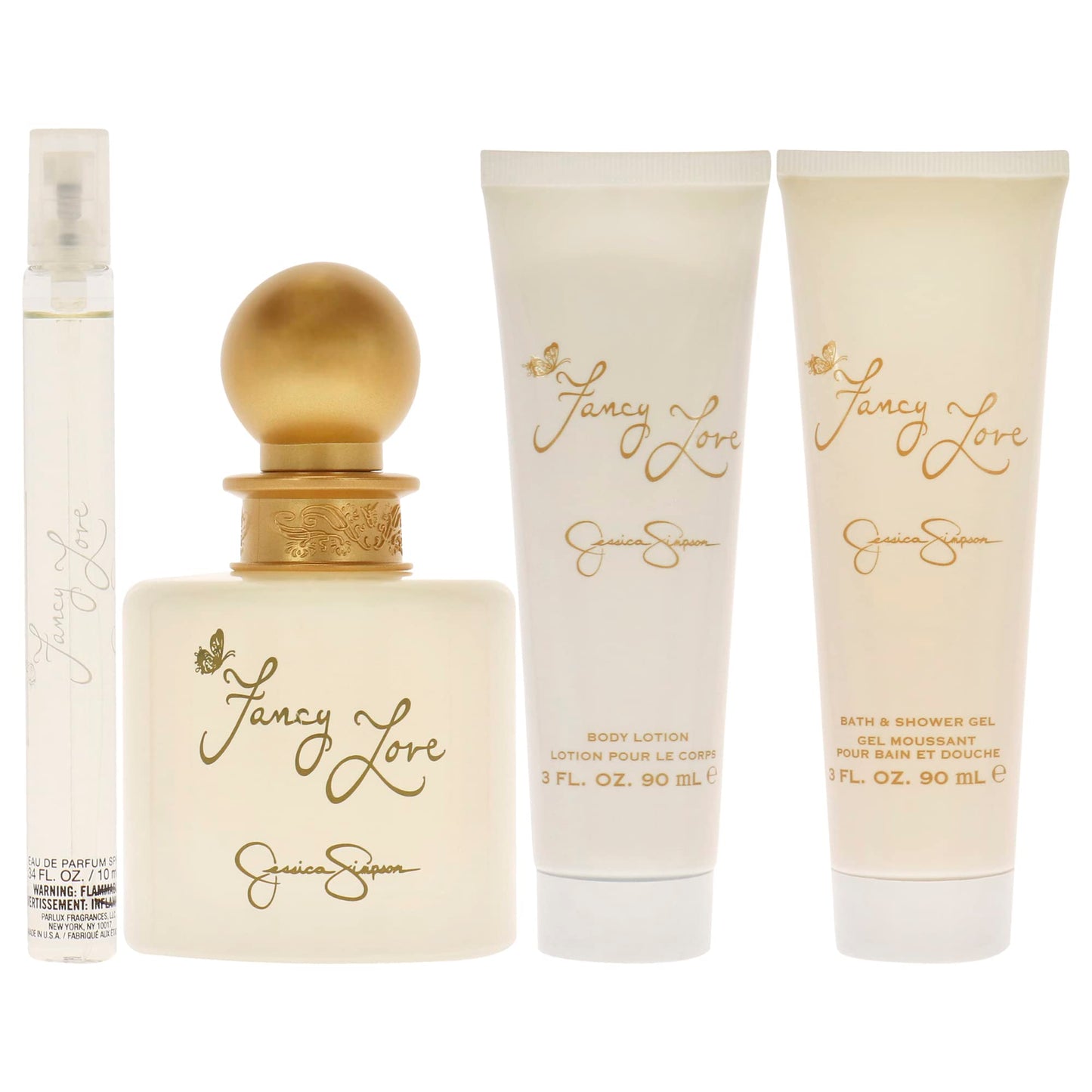 Fancy Love by Jessica Simpson for Women - 4 Pc Gift Set 3.4oz EDP Spray, 0.34oz EDP Mini Spray, 3oz Body Lotion, 3oz Bath & Shower Crème Beauty & Personal Care Jessica Simpson