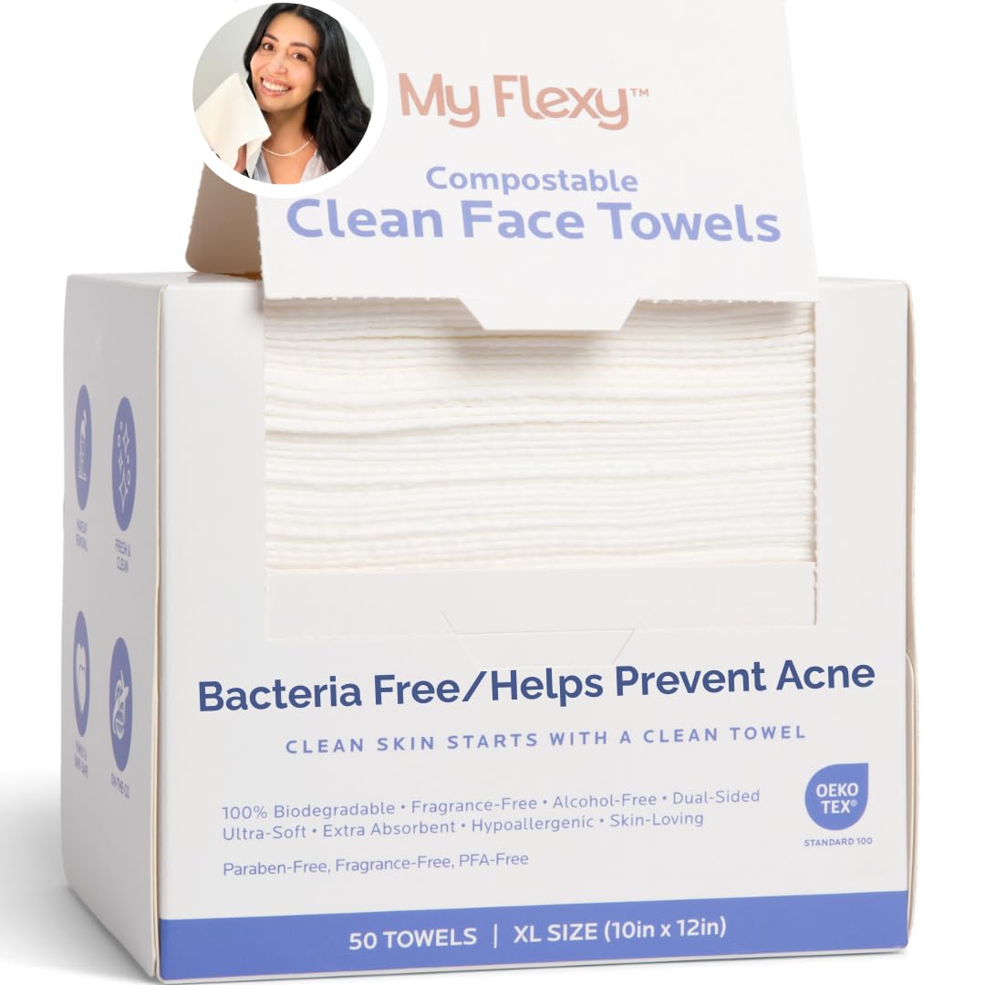Disposable Biodegradable Face Towels XL for Skin Care & Makeup Remover Dry Wipes, Clean Facial Towel, Hypoallerganic Wash Cloth, Clean Face Towels Beauty & Personal Care My Flexy