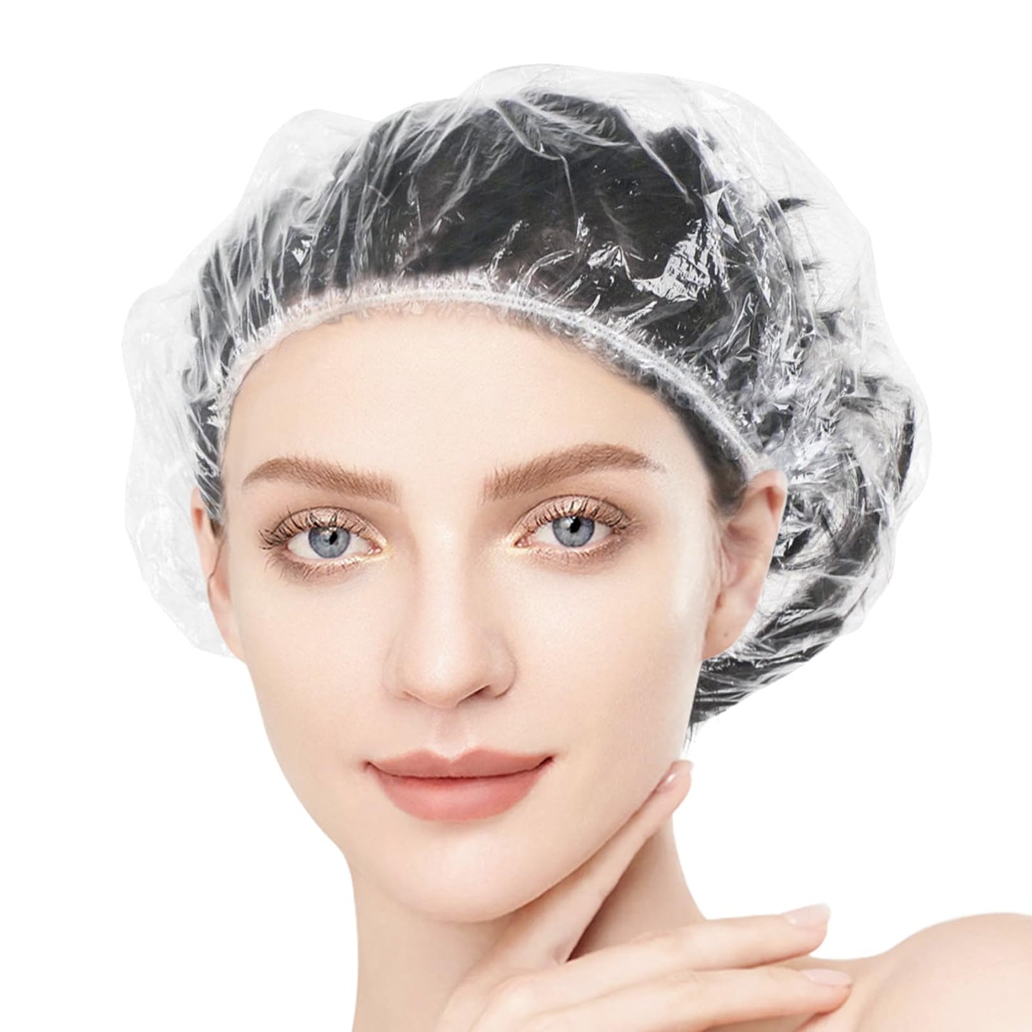 Qancekoo 50pcs Waterproof Disposable Shower Caps for Men Women Girl, Comfortable Large Thick Plastic Hair Cap Elastic Bath Cap for Shower, Hair Care Beauty and Personal Care Qancekoo