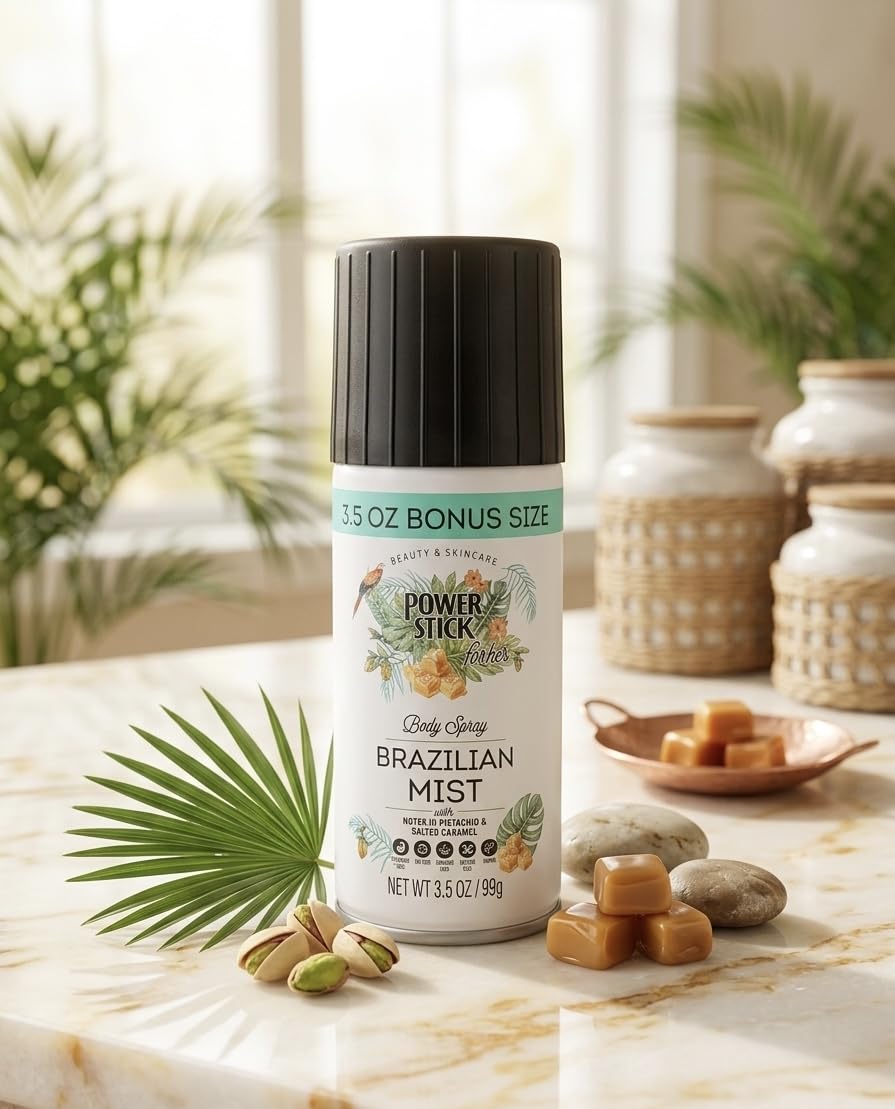 Power Stick Brazilian Mist Body Spray Notes of Pistachio & Salted Caramel (2 pack) Beauty & Personal Care Power Stick