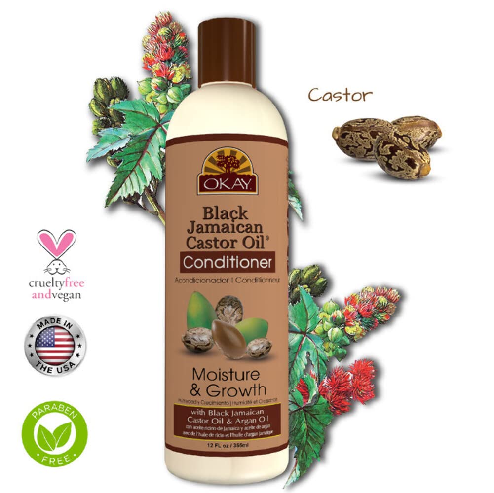 OKAY Black Jamaican Castor Oil Conditioner - Jamaican Black Castor Oil Conditioner for Women and Men with Argan and Shea Butter for Damaged Hair Beauty & Personal Care OKAY