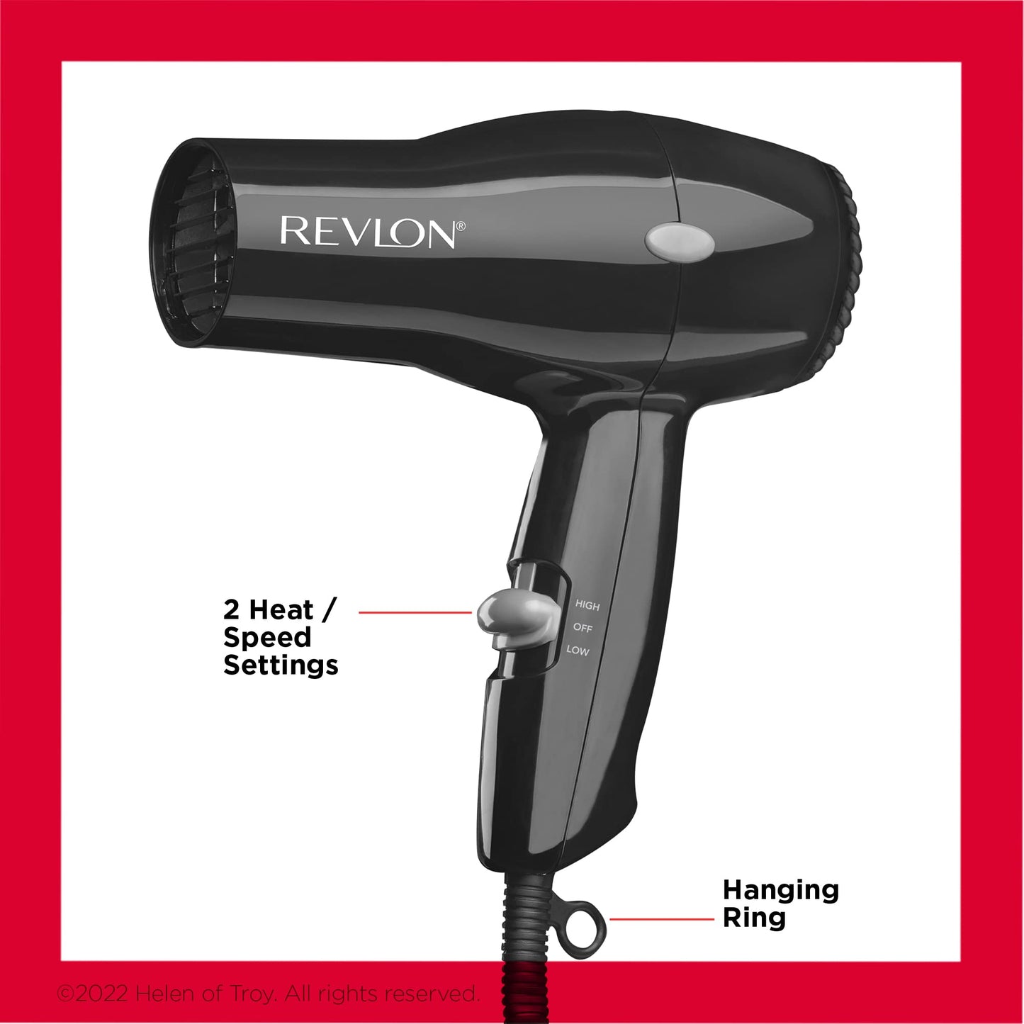 Revlon Compact Hair Dryer | 1875W Lightweight Design, Perfect for Travel, (Black) Beauty & Personal Care REVLON